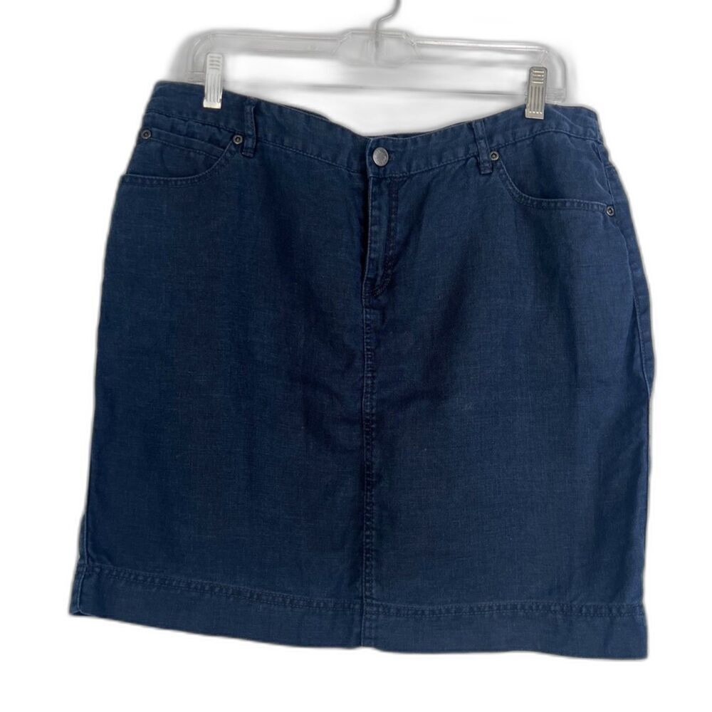 J Jill Blue 100% Linen Casual Lightweight Skirt Women's Size 12